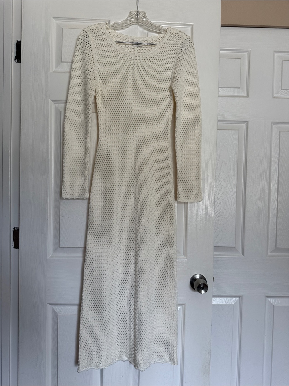 Aritzia Wilfred Light Birch Crochet Midi Dress S